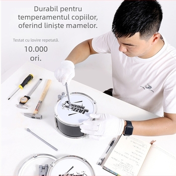 Set de tobe pentru copii începători — instrument de percuție occidental din plastic, pentru copii 4–6 ani, dimensiuni 38×23,5×80 cm, certificare 3C, cod 2021152202035843