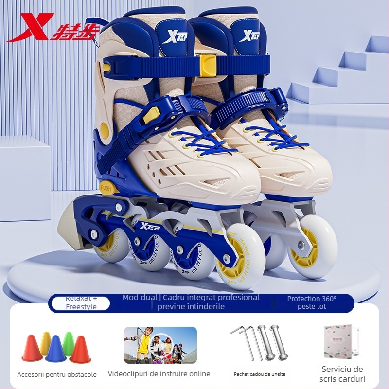 Role pentru copii Xtep – exterior PVC, talpă TPR, roți într-un singur rând, roți PU