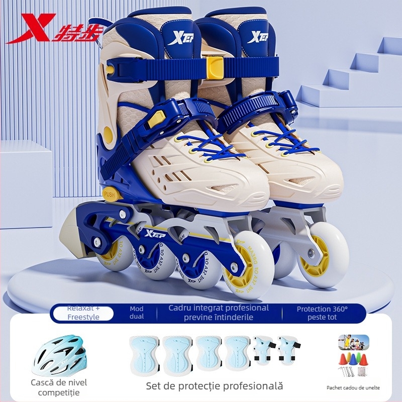 Role pentru copii Xtep – exterior PVC, talpă TPR, roți într-un singur rând, roți PU