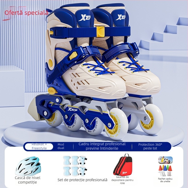 Role pentru copii Xtep – exterior PVC, talpă TPR, roți într-un singur rând, roți PU