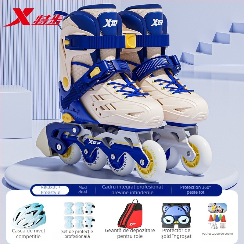 Role pentru copii Xtep – exterior PVC, talpă TPR, roți într-un singur rând, roți PU