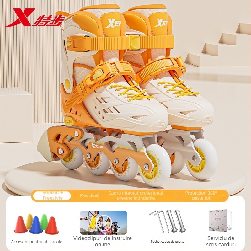 Role pentru copii Xtep – exterior PVC, talpă TPR, roți într-un singur rând, roți PU