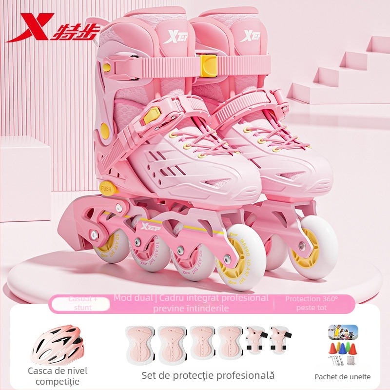 Role pentru copii Xtep – exterior PVC, talpă TPR, roți într-un singur rând, roți PU