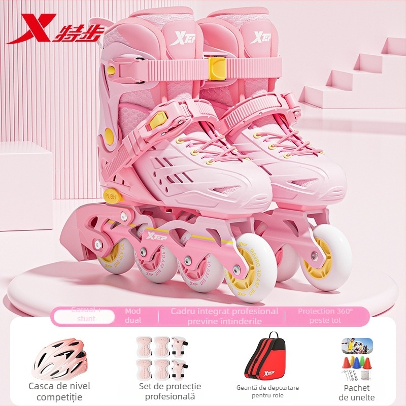 Role pentru copii Xtep – exterior PVC, talpă TPR, roți într-un singur rând, roți PU