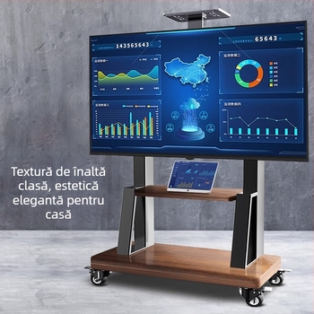 Suport TV mobil pe podea pentru ecrane LCD plate, oțel laminat la rece, 10 kg, Zhiercheng