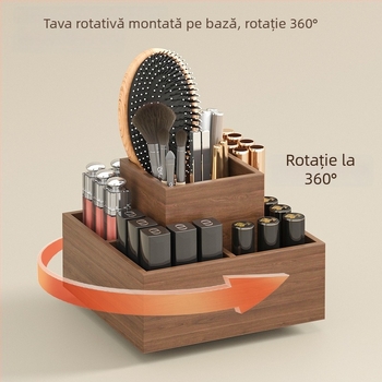 Cutie de depozitare pentru ruj cu organizator rotativ de machiaj, placă densitate, stil chinezesc nou, culoare uniformă, capacitate 1
