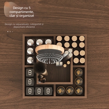 Cutie de depozitare pentru ruj cu organizator rotativ de machiaj, placă densitate, stil chinezesc nou, culoare uniformă, capacitate 1