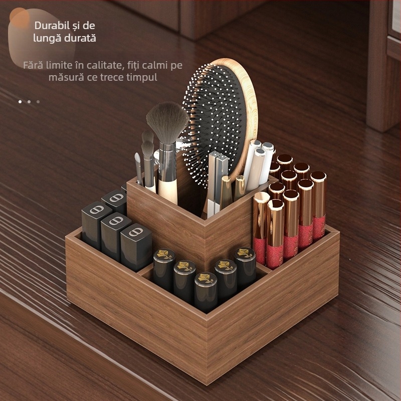Cutie de depozitare pentru ruj cu organizator rotativ de machiaj, placă densitate, stil chinezesc nou, culoare uniformă, capacitate 1
