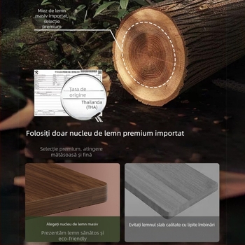 Raft organizator tacâmuri din lemn masiv cu cârlig pentru perete și poliță pe blat, design minimalist modern pentru bucătărie, brand Linjia Xiaoz