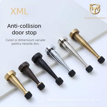 Stop de ușă din alamă, superior, cu limitator din cauciuc, montaj pe perete, extensie fără găuri