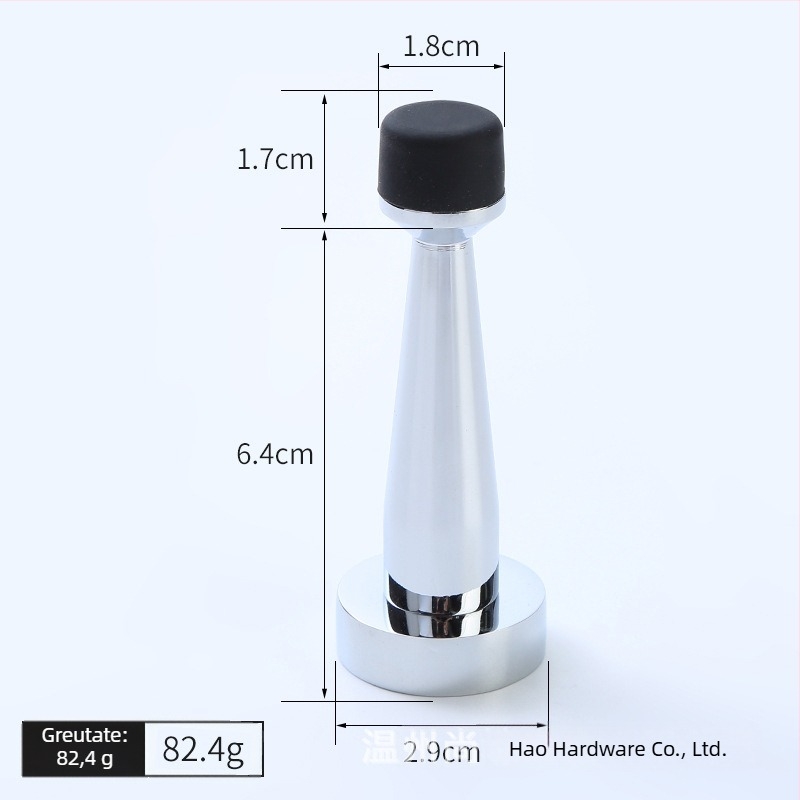 Stop de ușă din alamă, superior, cu limitator din cauciuc, montaj pe perete, extensie fără găuri