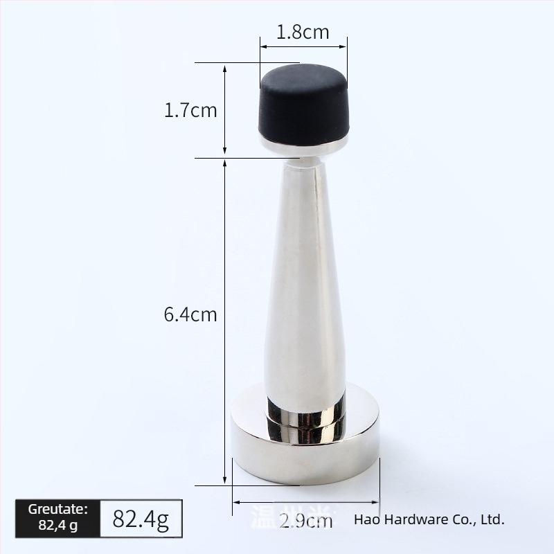 Stop de ușă din alamă, superior, cu limitator din cauciuc, montaj pe perete, extensie fără găuri