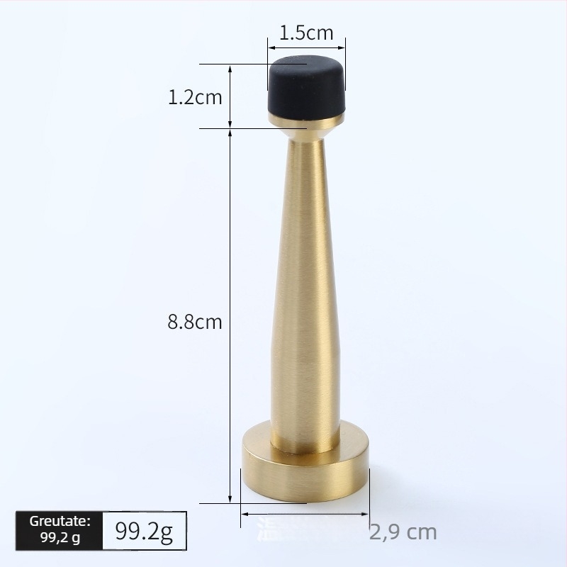 Stop de ușă din alamă, superior, cu limitator din cauciuc, montaj pe perete, extensie fără găuri