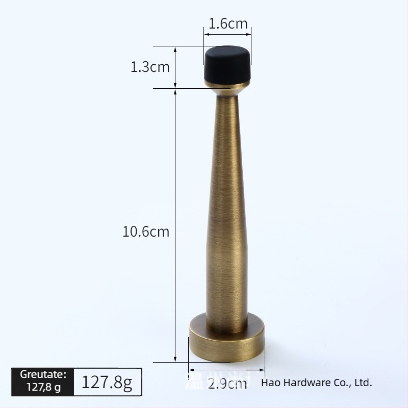Stop de ușă din alamă, superior, cu limitator din cauciuc, montaj pe perete, extensie fără găuri