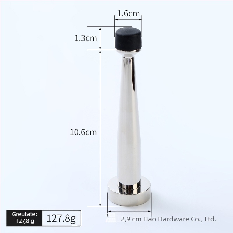 Stop de ușă din alamă, superior, cu limitator din cauciuc, montaj pe perete, extensie fără găuri