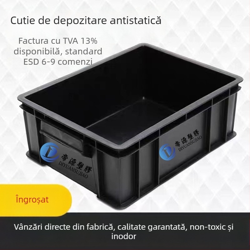 Cutie neagră anti-statică cu capac, cutie din plastic îndesită pentru componente electronice