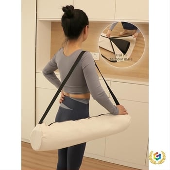 Geantă pentru covor de yoga cu buzunar din plasă, stil rucsac, depozitare din pânză