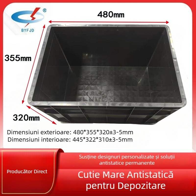 Cutie din plastic neagră antistatice pentru logistică și componente electronice