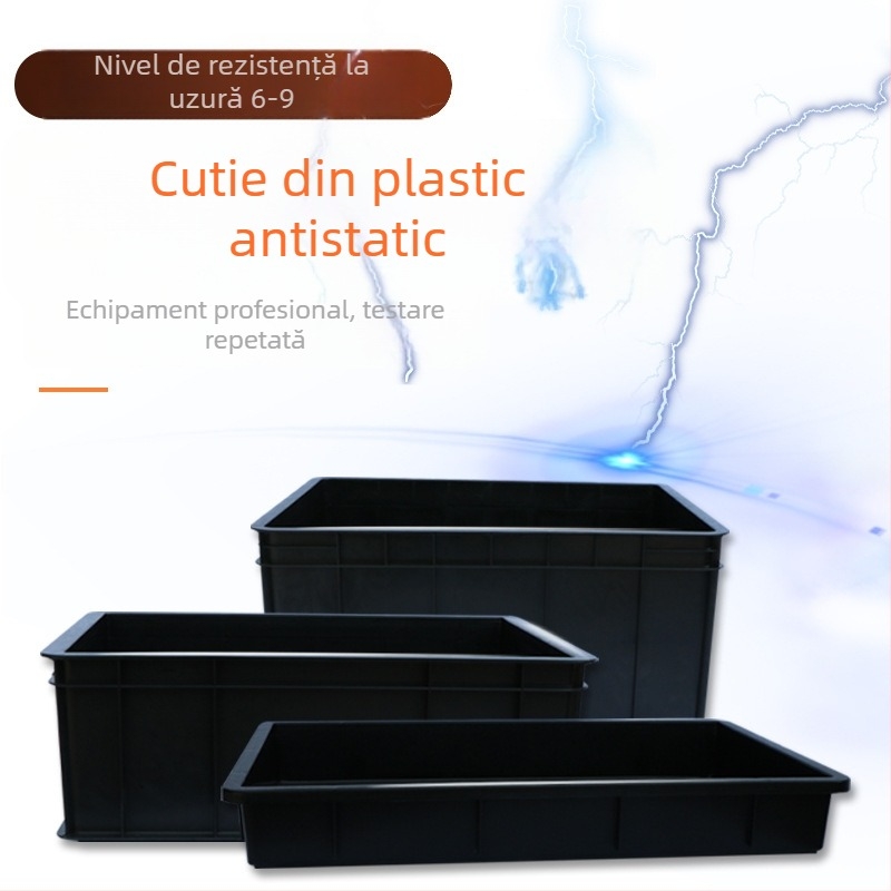 Tavă dreptunghiulară antistatice, cadru din plastic negru pentru stocarea PCB (ESD)
