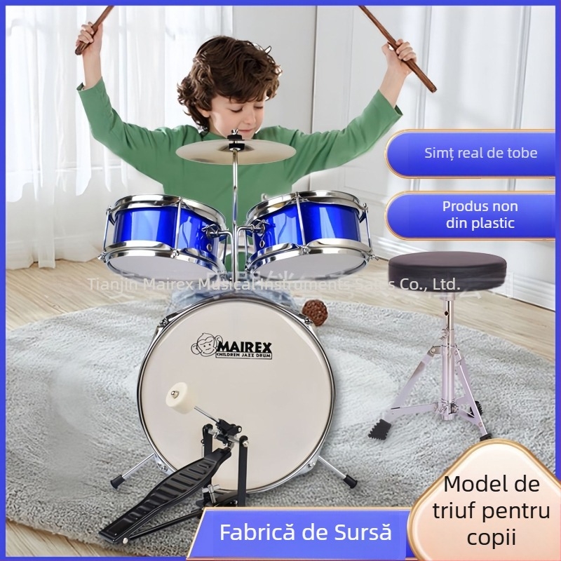 MAIREX kit de tobe pentru copii începători, material Birch, 5 tobe, stil All-in-One, Model: Set de tobe pentru copii, Potrivit pentru copii și adolescenți