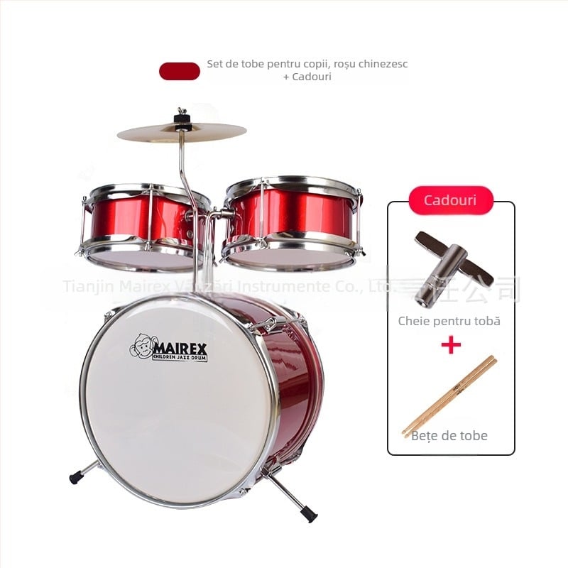 MAIREX kit de tobe pentru copii începători, material Birch, 5 tobe, stil All-in-One, Model: Set de tobe pentru copii, Potrivit pentru copii și adolescenți