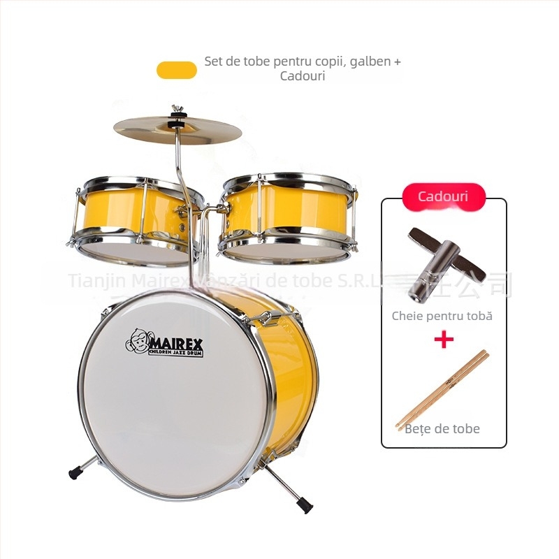 MAIREX kit de tobe pentru copii începători, material Birch, 5 tobe, stil All-in-One, Model: Set de tobe pentru copii, Potrivit pentru copii și adolescenți