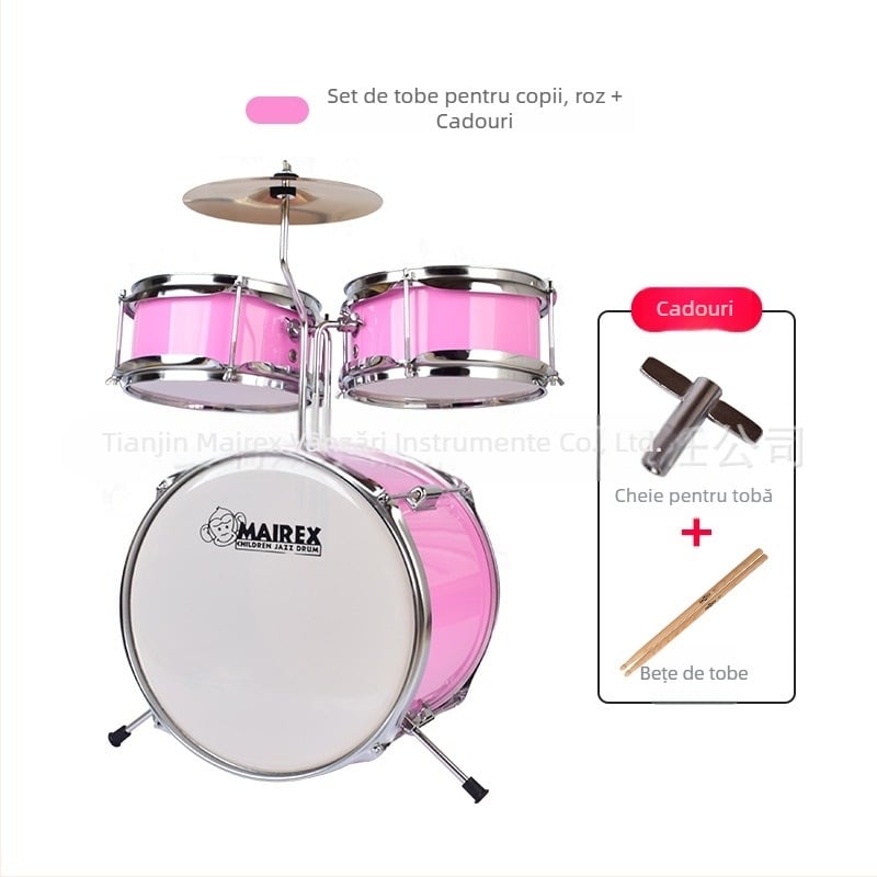 MAIREX kit de tobe pentru copii începători, material Birch, 5 tobe, stil All-in-One, Model: Set de tobe pentru copii, Potrivit pentru copii și adolescenți