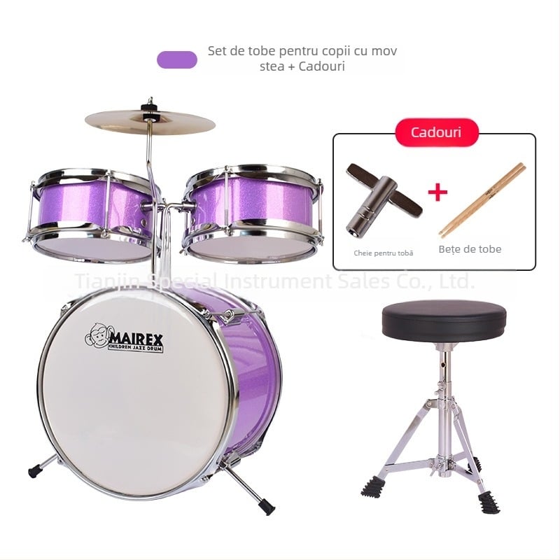 MAIREX kit de tobe pentru copii începători, material Birch, 5 tobe, stil All-in-One, Model: Set de tobe pentru copii, Potrivit pentru copii și adolescenți