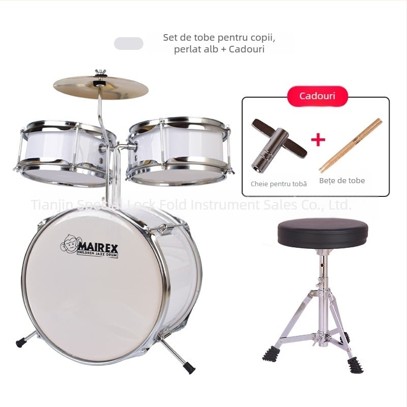 MAIREX kit de tobe pentru copii începători, material Birch, 5 tobe, stil All-in-One, Model: Set de tobe pentru copii, Potrivit pentru copii și adolescenți