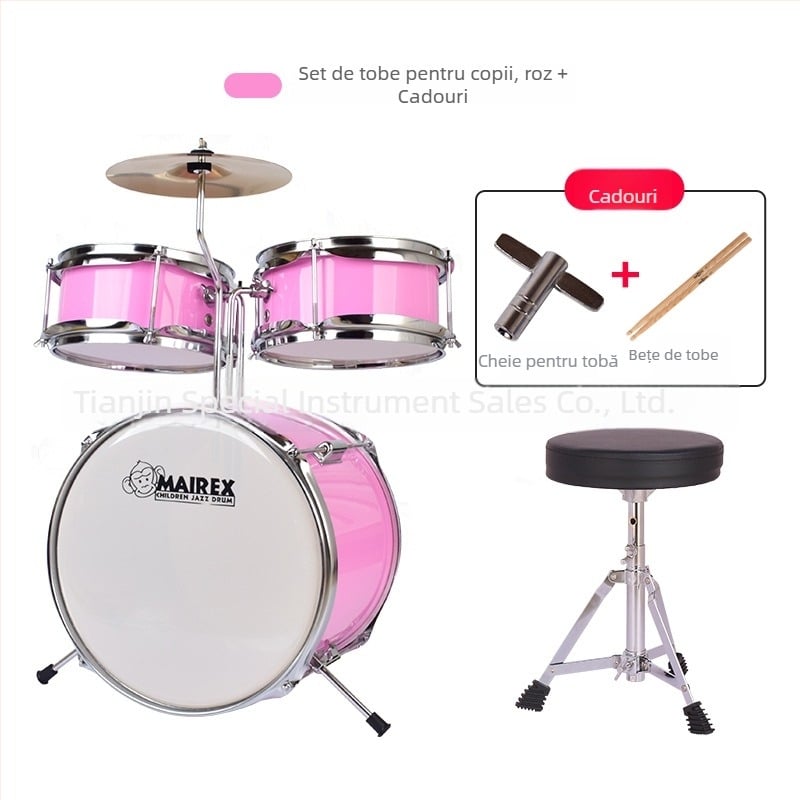MAIREX kit de tobe pentru copii începători, material Birch, 5 tobe, stil All-in-One, Model: Set de tobe pentru copii, Potrivit pentru copii și adolescenți