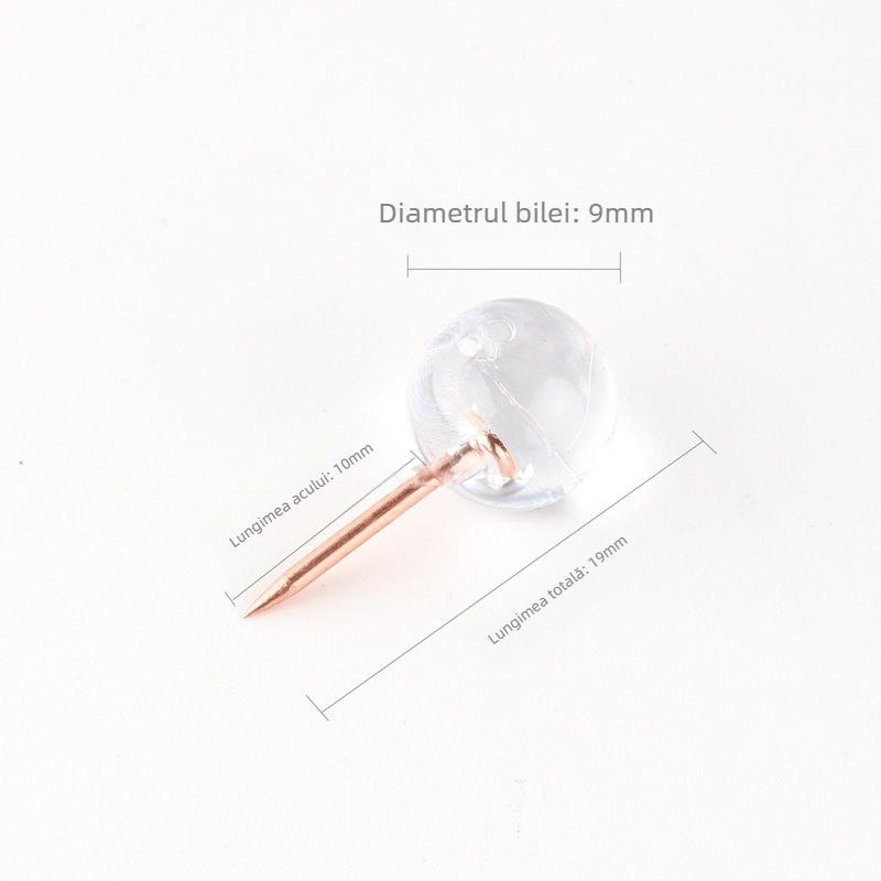 KXS202398 Știfturi cu cap sferic în formă de I, pentru panouri din plută – 100 bucăți în cutie, papetărie de birou