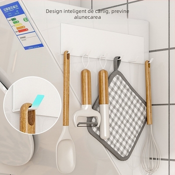 Cuier magnetic pentru frigider, design pe rânduri laterale, depozitare multifuncțională, fără găuri, fără urme, oțel carbon, 0,3 kg, finisaj vopsit, stil modern minimalist