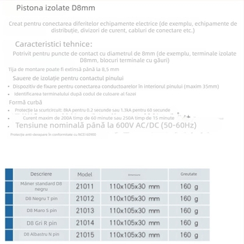 Weienke Pin izolator D8mm pentru cablu, Power Construction – funcționare sub tensiune, Articol 4018