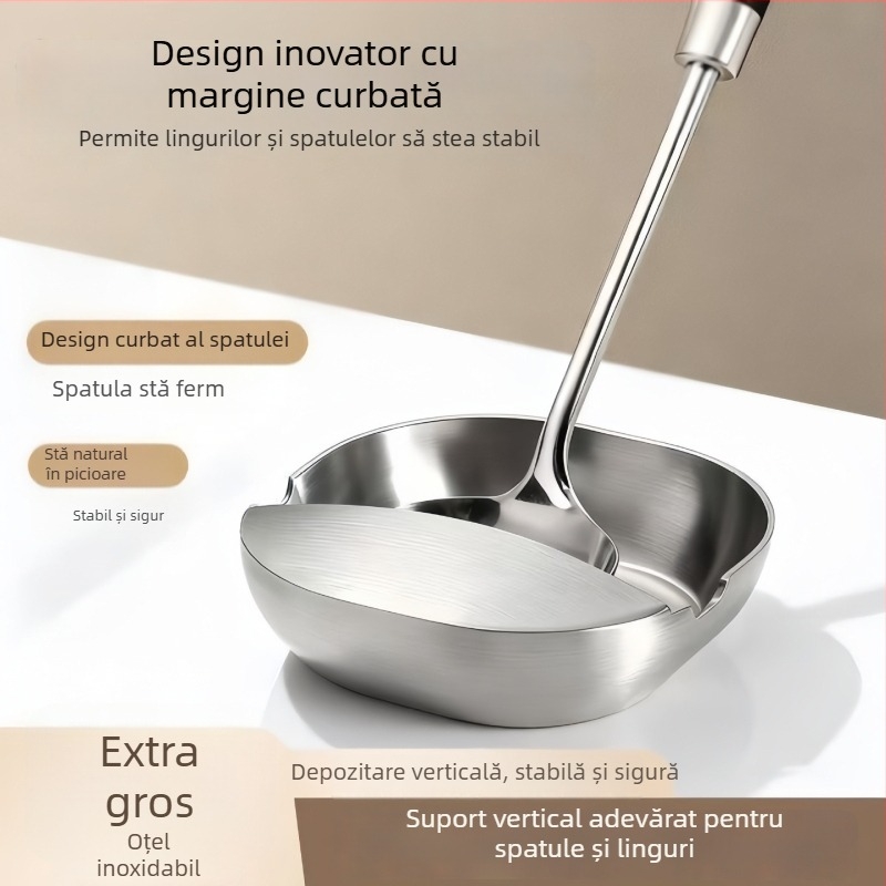 Suport din oțel inoxidabil pentru capace de oale, suport îngroșat pentru linguri și spatule, suport bucătărie, organizator de depozitare