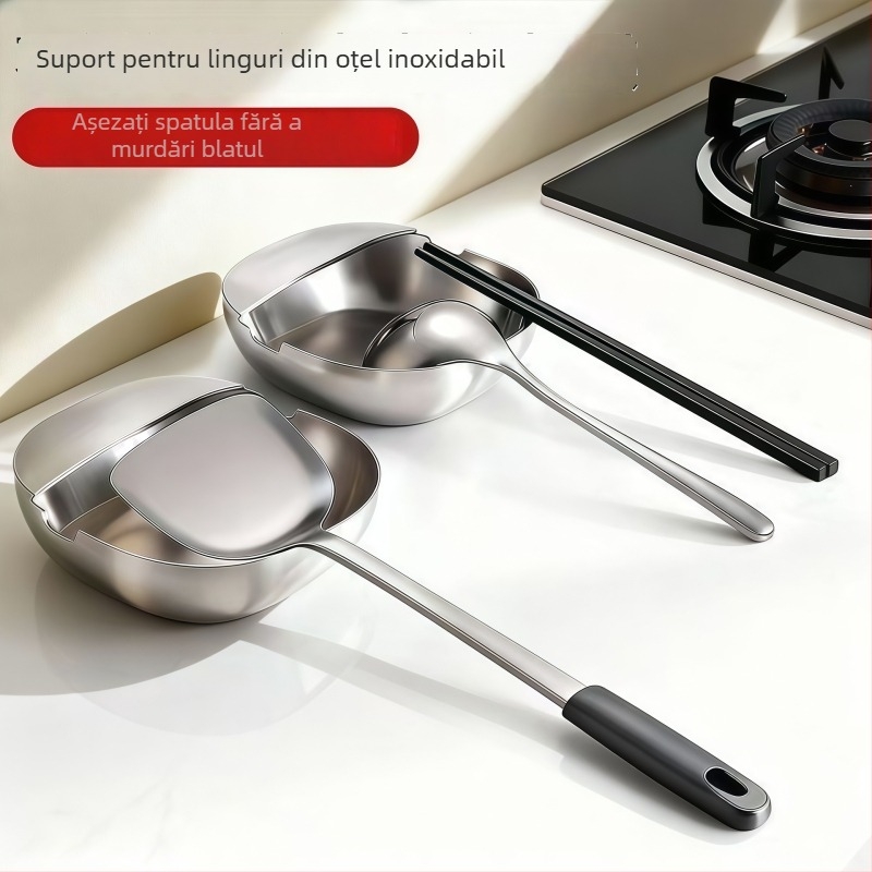 Suport din oțel inoxidabil pentru capace de oale, suport îngroșat pentru linguri și spatule, suport bucătărie, organizator de depozitare
