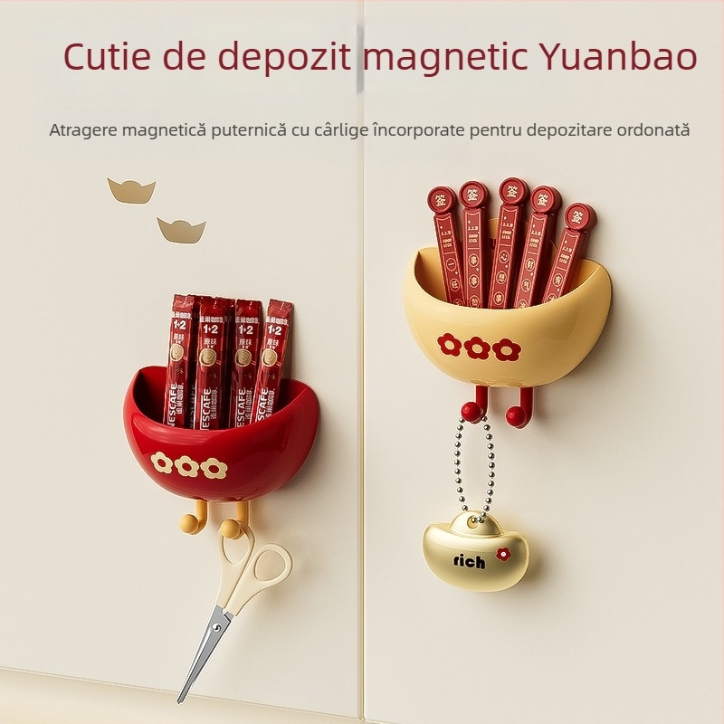 Cutie magnetică de depozitare pentru frigider — depozitare pe partea externă, material PP, organizator de depozitare