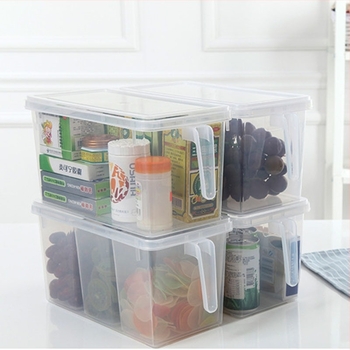 Cutie pentru alimente proaspete pentru frigider cu mâner, etanș, capac transparent, din plastic