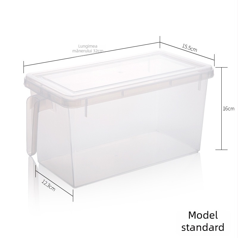 Cutie pentru alimente proaspete pentru frigider cu mâner, etanș, capac transparent, din plastic