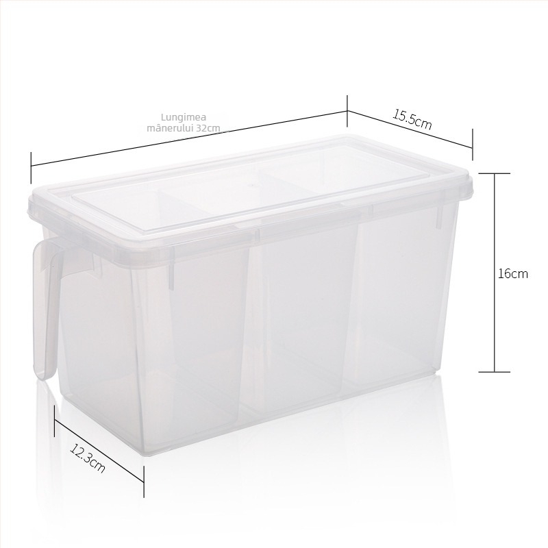 Cutie pentru alimente proaspete pentru frigider cu mâner, etanș, capac transparent, din plastic