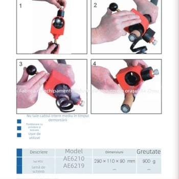 Mașină de dezizolare a izolației exterioare a cablului, tip sleeve, AE6210, cu buclă închisă și tăiere spirală