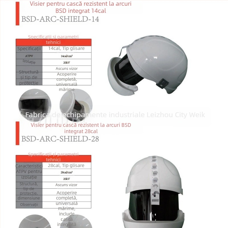 Cască anti-arcuri cu vizier, 14 Cal, pentru lucrări în circuite live, Brand Weinke, Model Electric Power Construction, Cod produs 4018