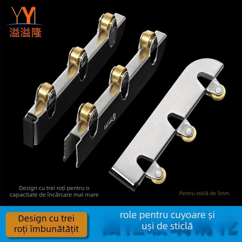 Set de role din sticlă pentru uși glisante, 5 mm grosime, oțel inoxidabil, model F7668877H9MH8H