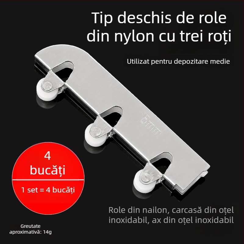 Set de role din sticlă pentru uși glisante, 5 mm grosime, oțel inoxidabil, model F7668877H9MH8H