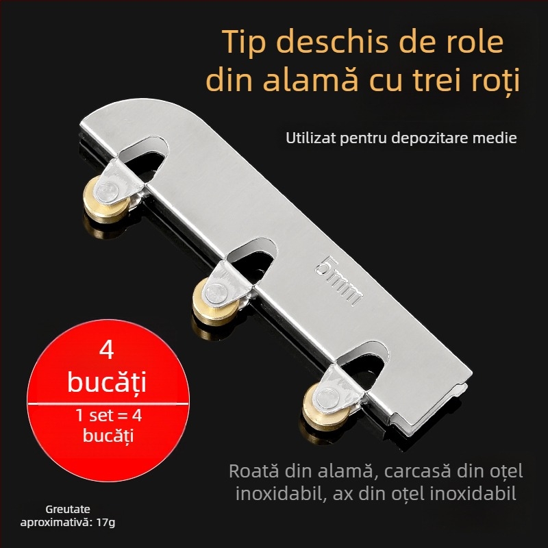 Set de role din sticlă pentru uși glisante, 5 mm grosime, oțel inoxidabil, model F7668877H9MH8H