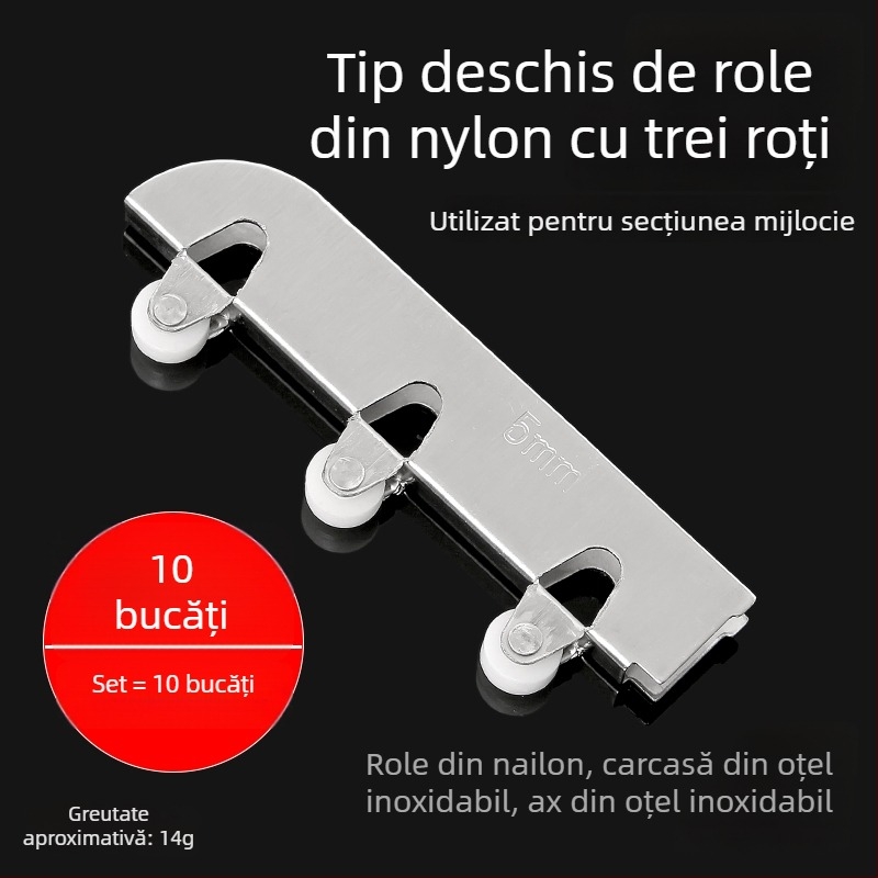 Set de role din sticlă pentru uși glisante, 5 mm grosime, oțel inoxidabil, model F7668877H9MH8H