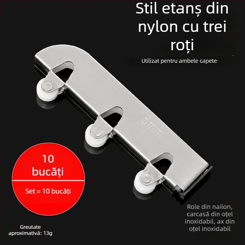 Set de role din sticlă pentru uși glisante, 5 mm grosime, oțel inoxidabil, model F7668877H9MH8H