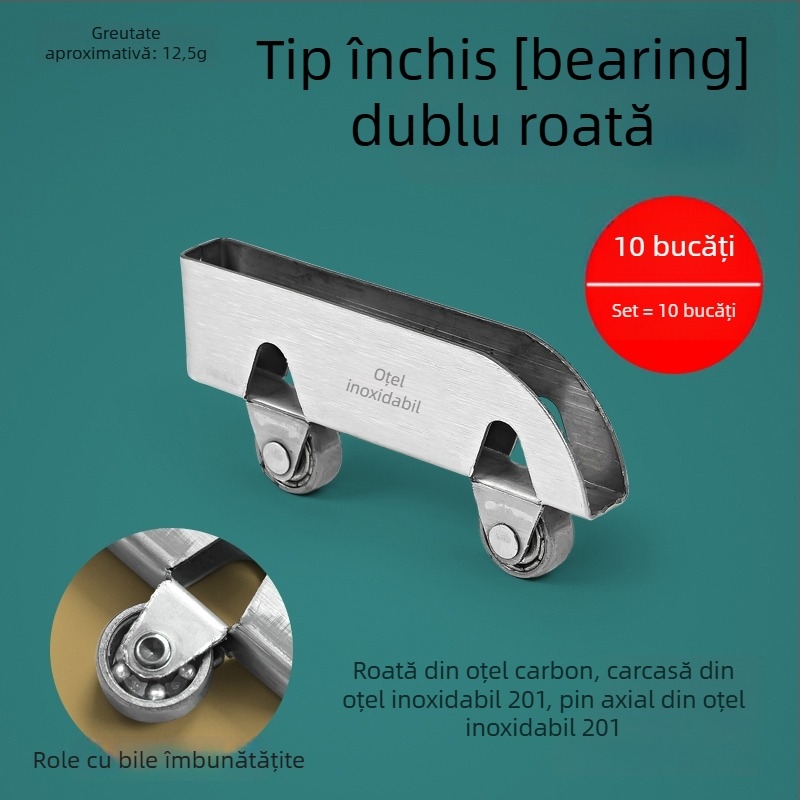 Set de role din sticlă pentru uși glisante, 5 mm grosime, oțel inoxidabil, model F7668877H9MH8H