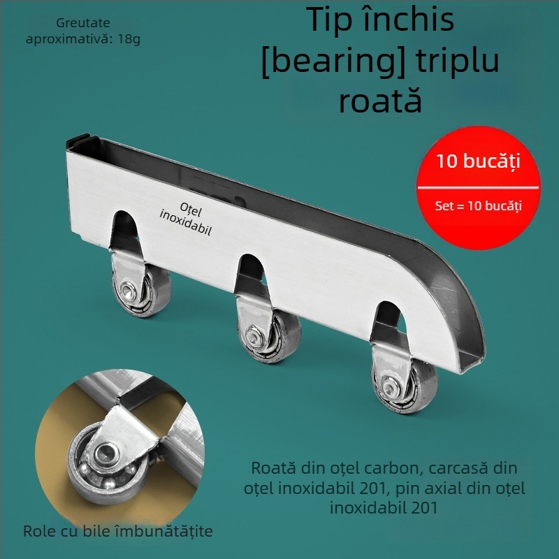 Set de role din sticlă pentru uși glisante, 5 mm grosime, oțel inoxidabil, model F7668877H9MH8H