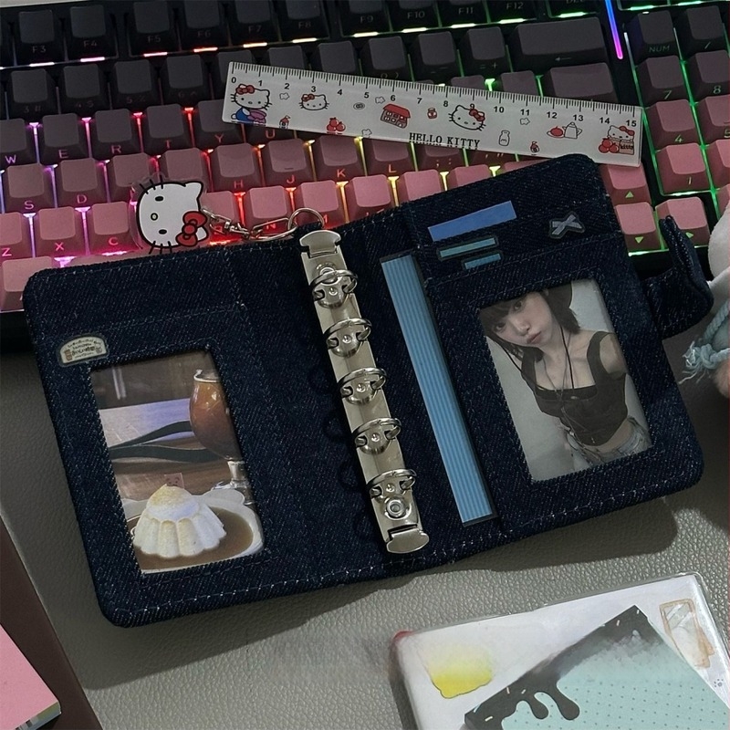 Caiet M5 cu denim în model trifoi cu patru foi, refil detașabil pentru notițe, 60 pagini, hârtie offset dublă