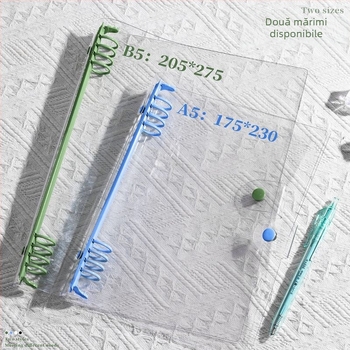 Binder din PVC transparent pentru format A5/B5, capac moale și foi perforate